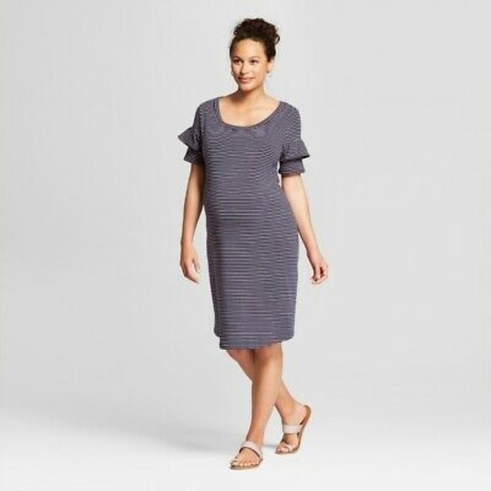 Ingrid & Isabel T Shirt Maternity Dress Striped M